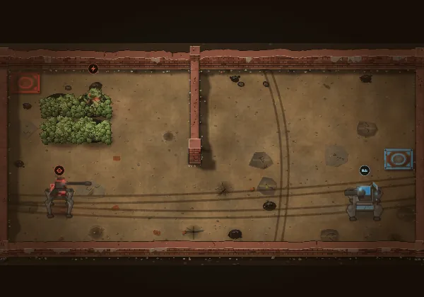 Red's view of the moment: one enemy in the open; the missileer behind the wall and the still Stealth are hidden.