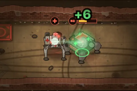 A Medic healing a damaged teammate next to it.