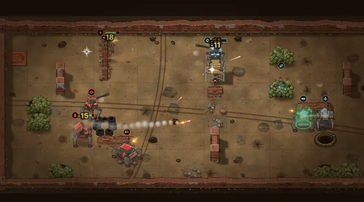 The movie: every player's orders play out at once as the robots trade fire.